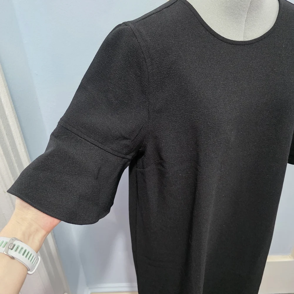 Madewell Flutter-Sleeve Mini Dress True Black Sz L - Picture 7 of 14